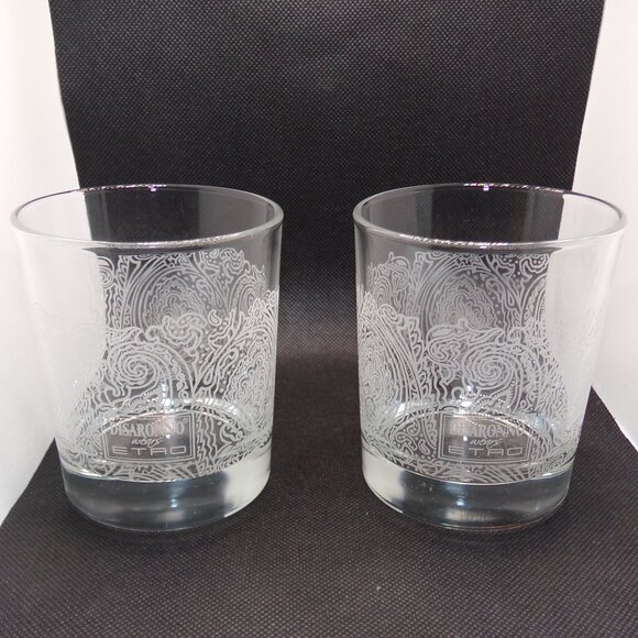 Disaronno Wears ETRO 2016 Limited Edition Rocks Old Fashioned Glass12oz Set of 2 - Picture 1 of 8